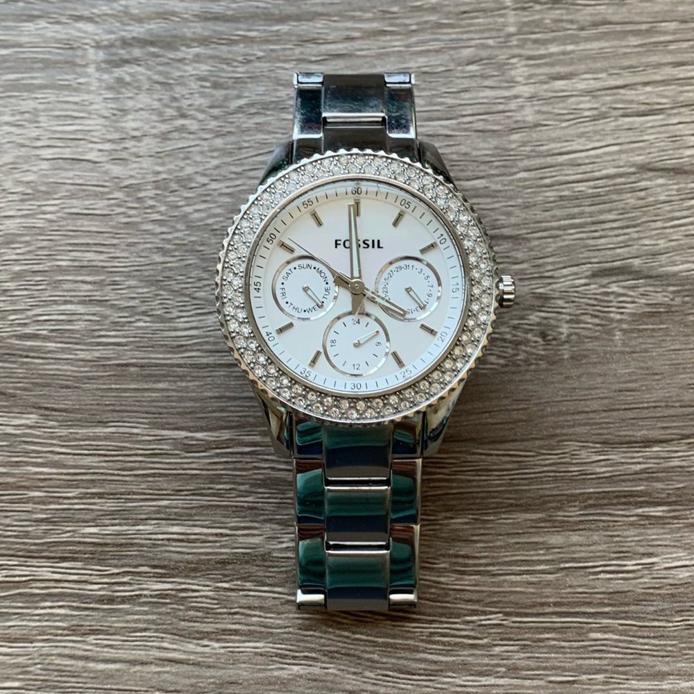 Silver Fossil Watch